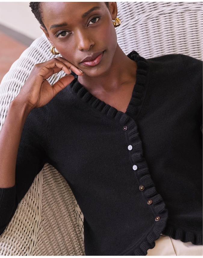 Cashmere Ruffle Cardigan