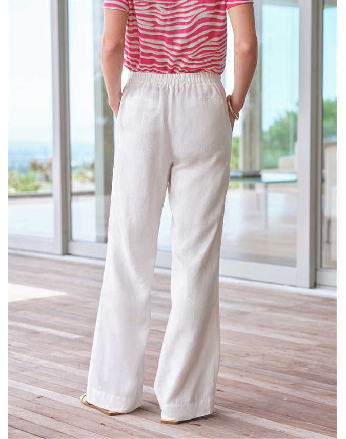 LTS Tall Women's White Linen Wide Leg Linen Look Trousers | Long Tall Sally