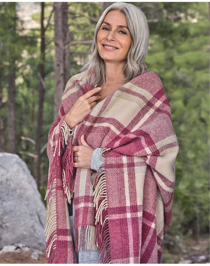 Large Pure Wool Check Throw