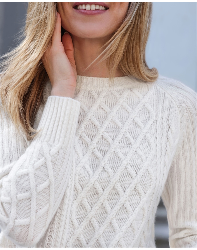 Lofty Patchwork Cable Cashmere Sweater