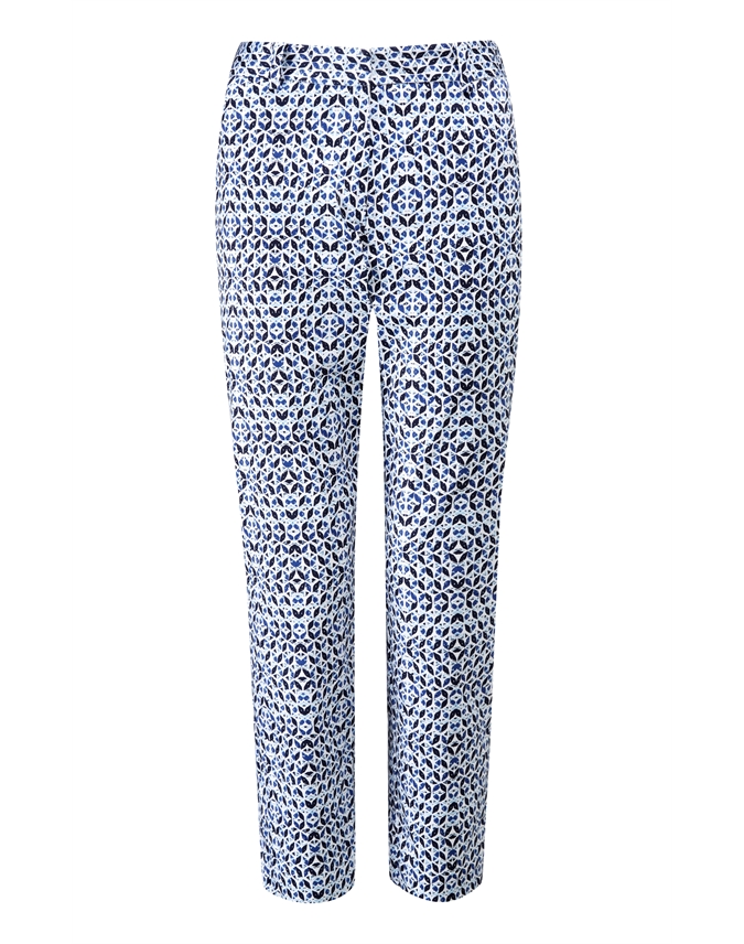 Blue Geo Print | Capri Trouser | Pure Collection