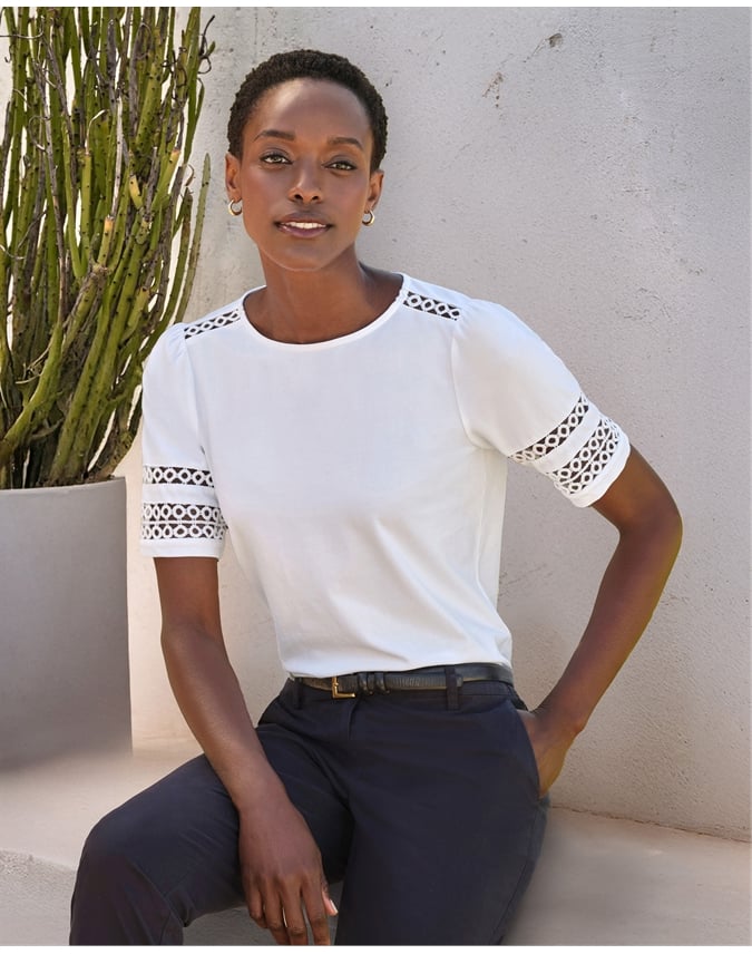 Lace Sleeve Detail Tee