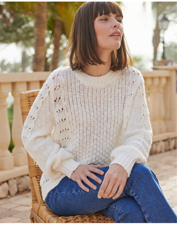 Cotton Linen Feminine Stitch Sweater