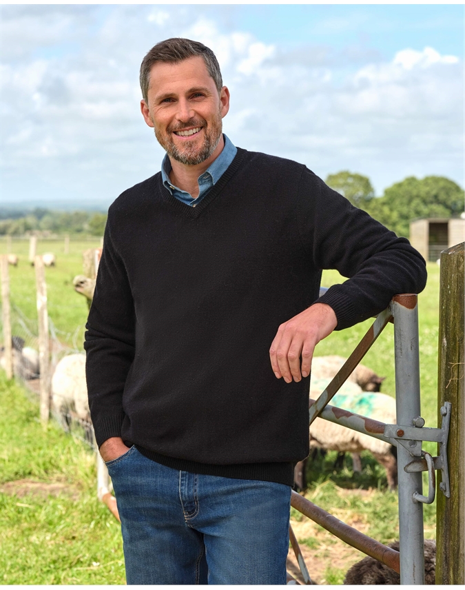 Mens Lambswool V Neck Sweater