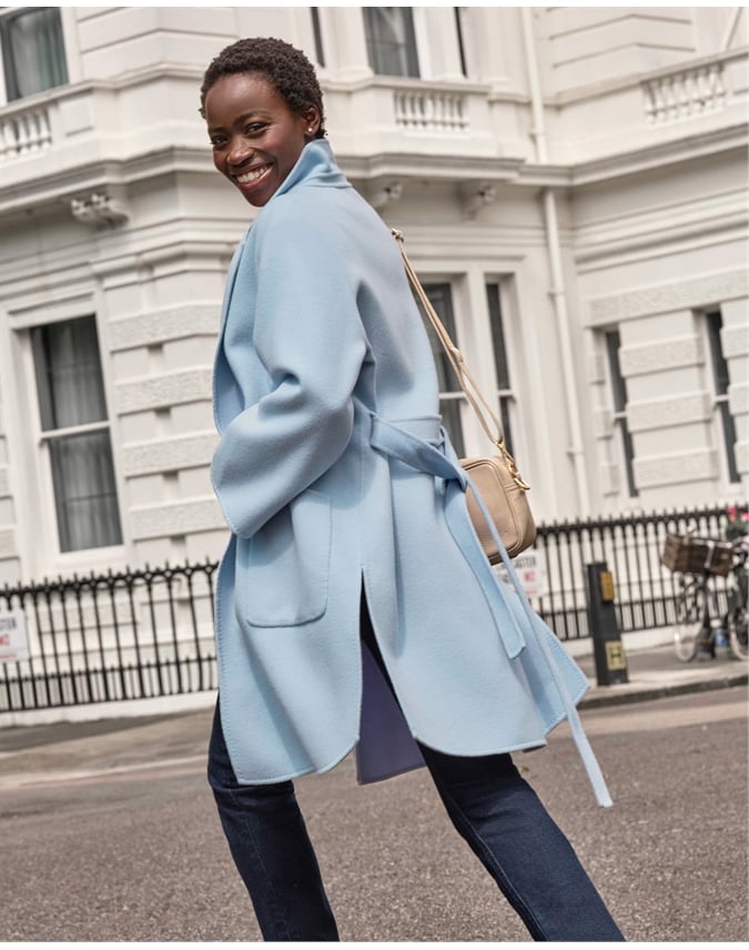 Light Blue Double Faced Kimono Coat Pure Collection