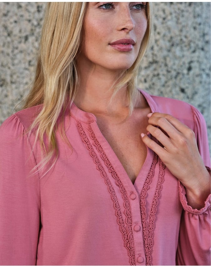 Jersey Lace Trim Blouse