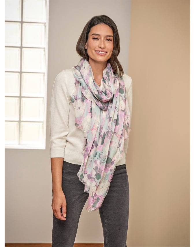 Silk Blend Printed Scarf