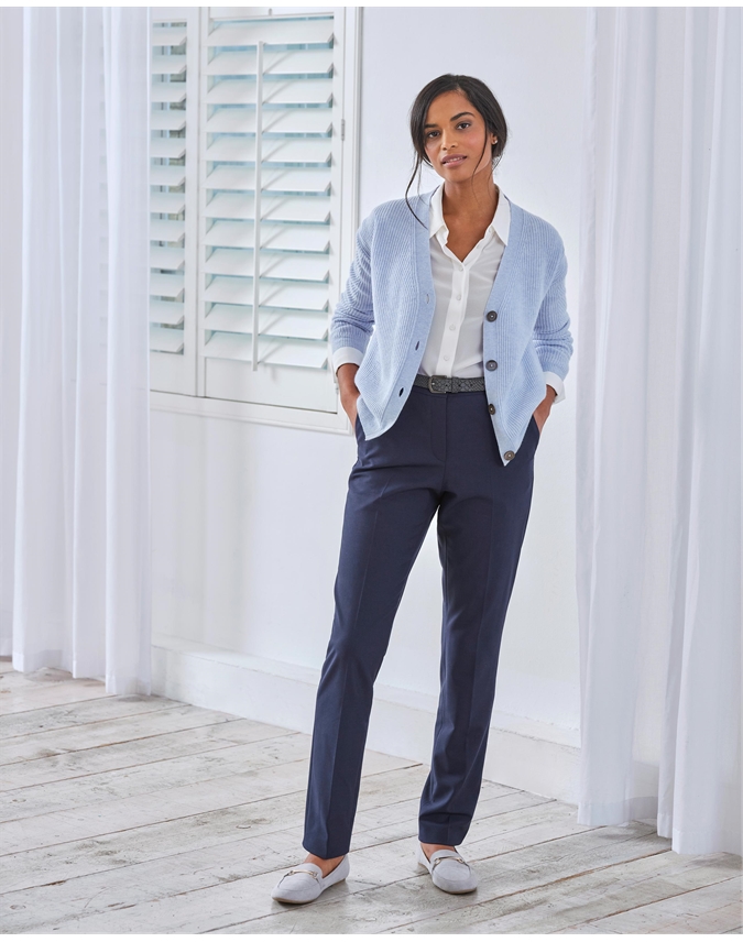 Wool Cashmere Ribbed V Neck Cardigan