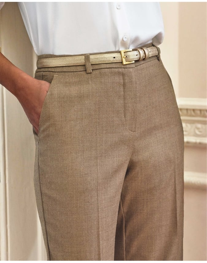 Wool Blend High Waist Trouser