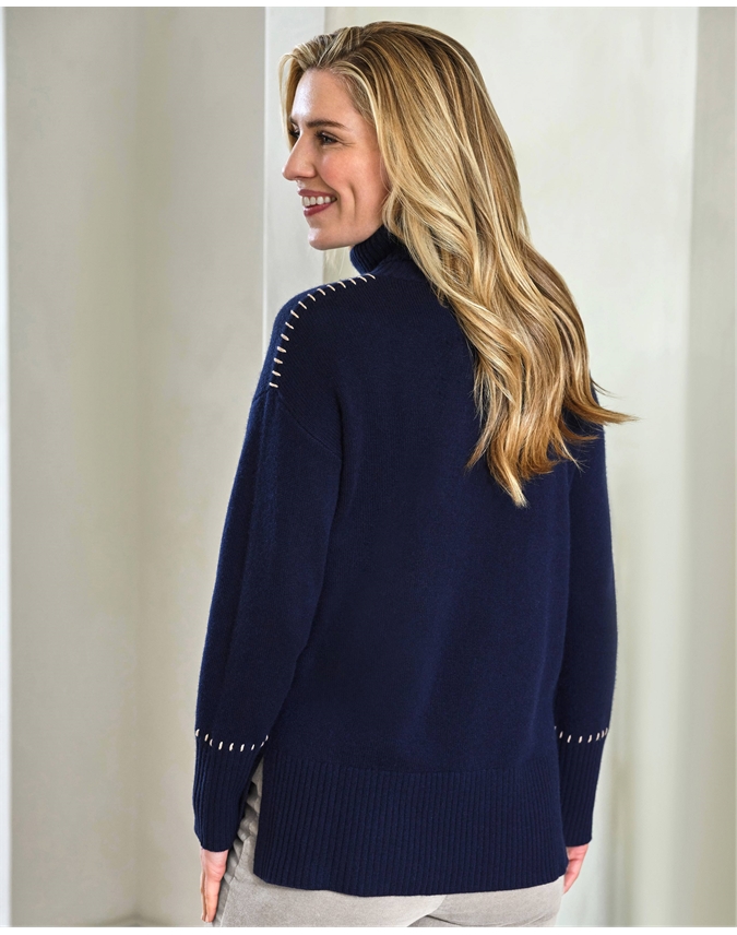 Wool Blend Sweater With Tipping