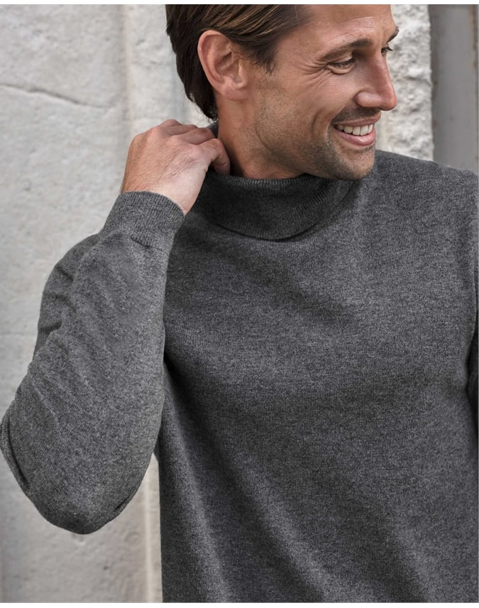 Mens Cashmere Roll Neck Sweater