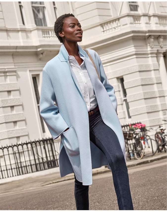 Grey blue coat sale