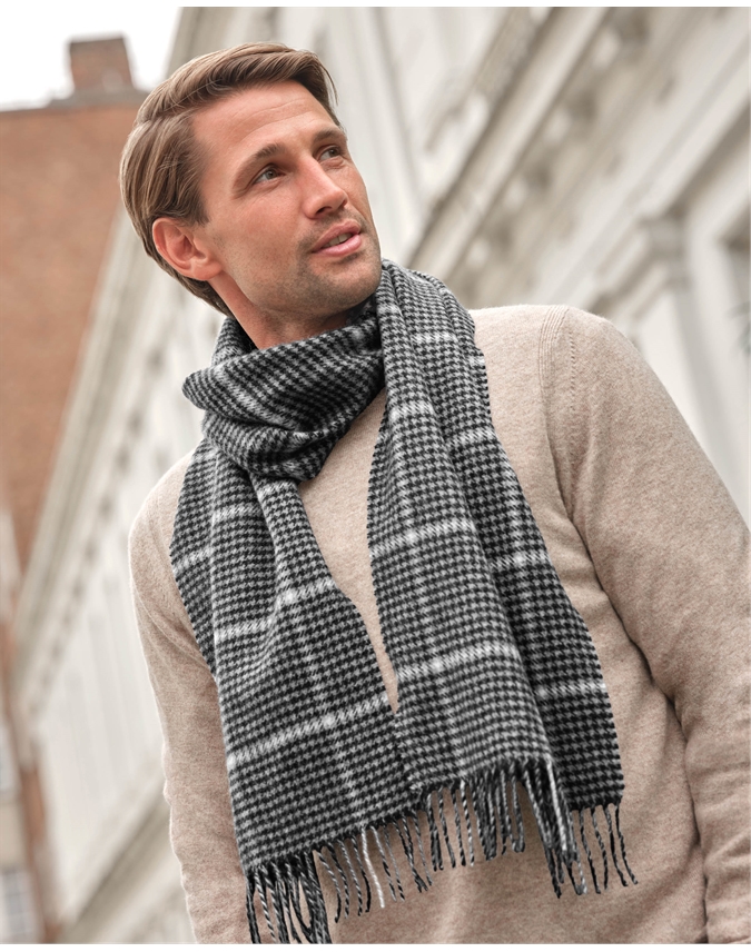 Mens Cashmere Dogtooth Scarf