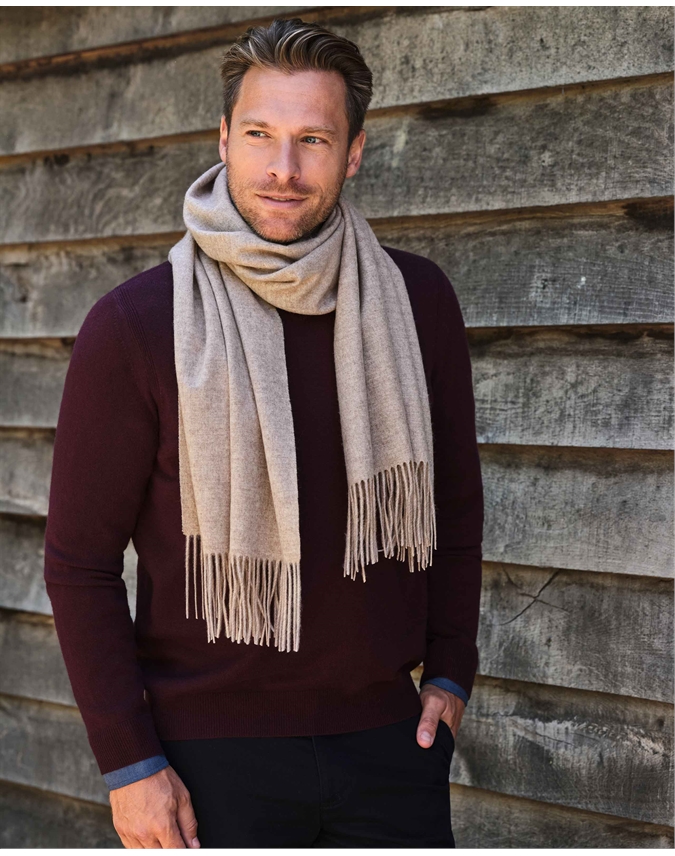 Oatmeal | Mens Cashmere Tassel Scarf 