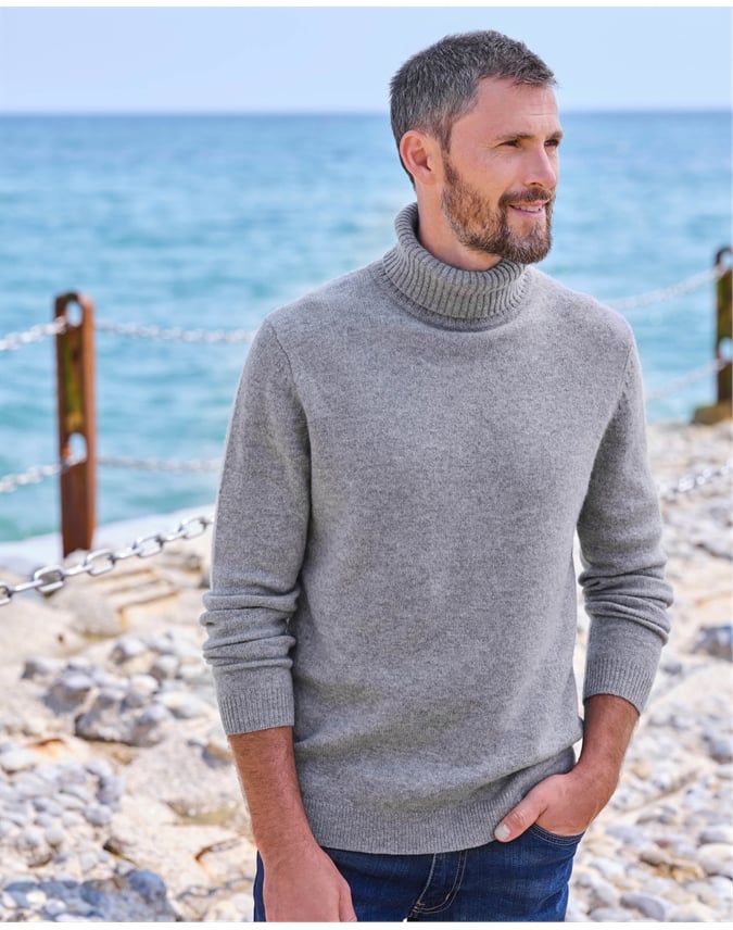 Mens Lambswool Turtle Neck Sweater