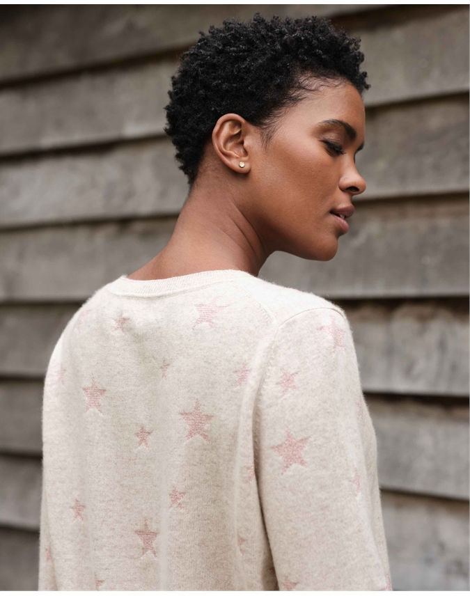 Cashmere Lurex Intarsia Star Sweater