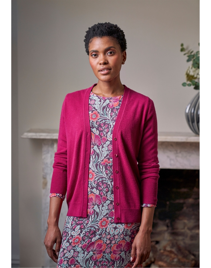 Raspberry | Cashmere V Neck Cardigan 