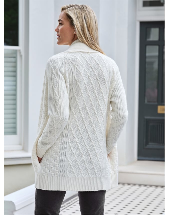 Luxury Cashmere Cable Edge to Edge Cardigan