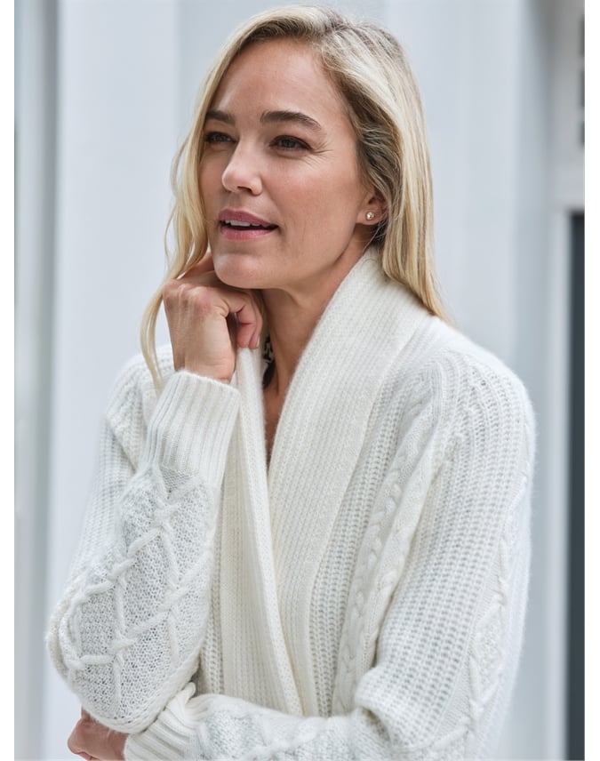 Luxury Cashmere Cable Edge to Edge Cardigan