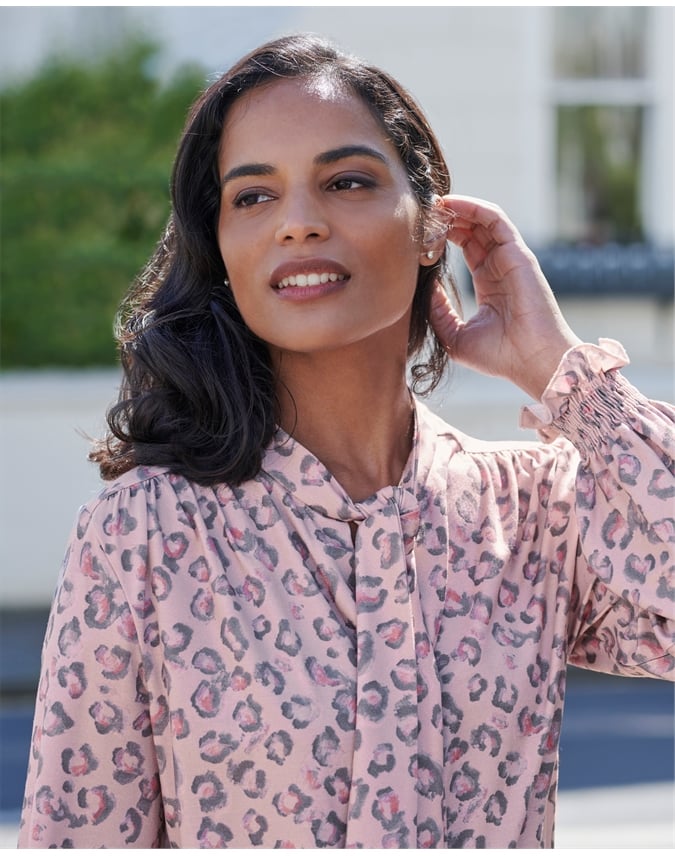 Tie Neck Jersey Blouse