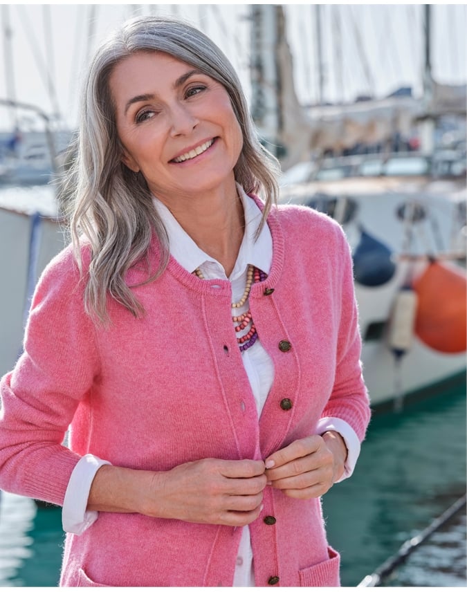 Lambswool Ladies Crew Neck Cardigan