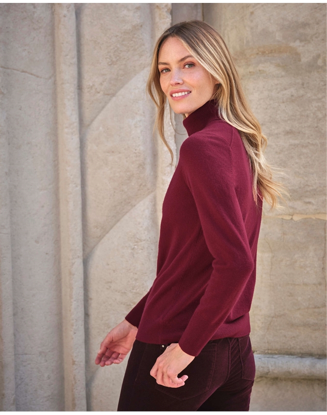 Womens Cashmere Polo Neck Sweater
