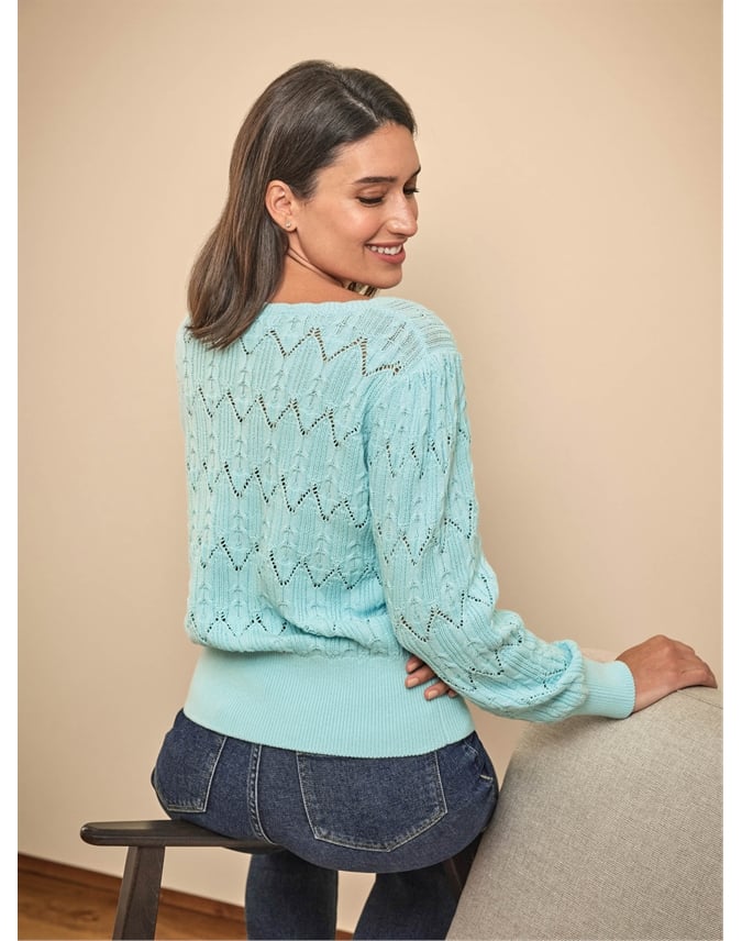 Cotton Lacy Knit Sweater