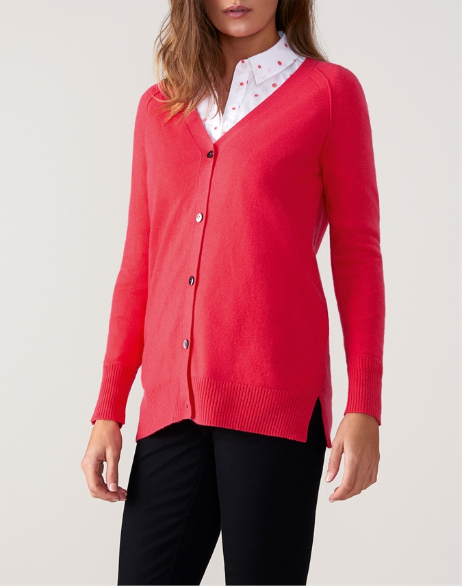 Download Rich Coral | Raglan V Neck Cardigan | Pure Collection