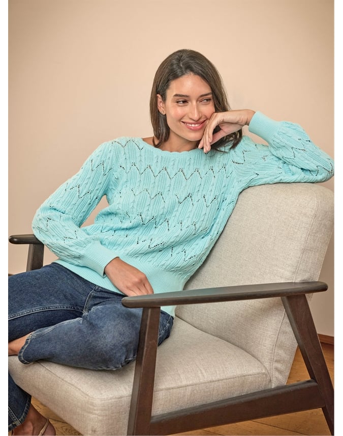 Cotton Lacy Knit Sweater
