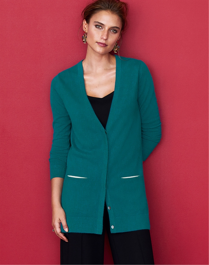 Teal | Cashmere Boyfriend Cardigan | Pure Collection