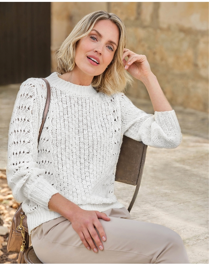 Cotton Linen Feminine Stitch Sweater