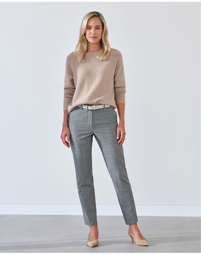 Checked wool and cotton-blend pants