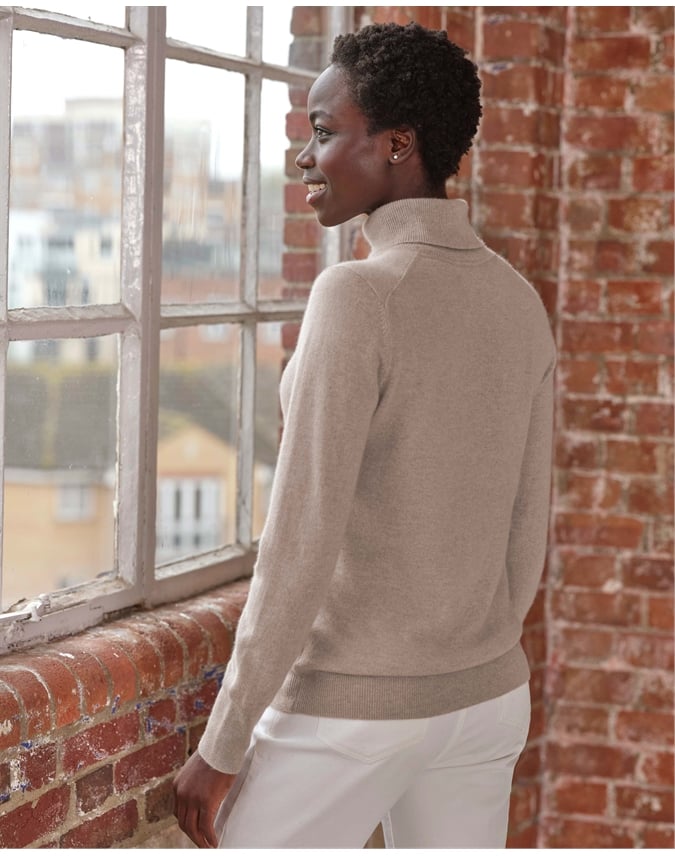 Womens Cashmere Polo Neck Sweater