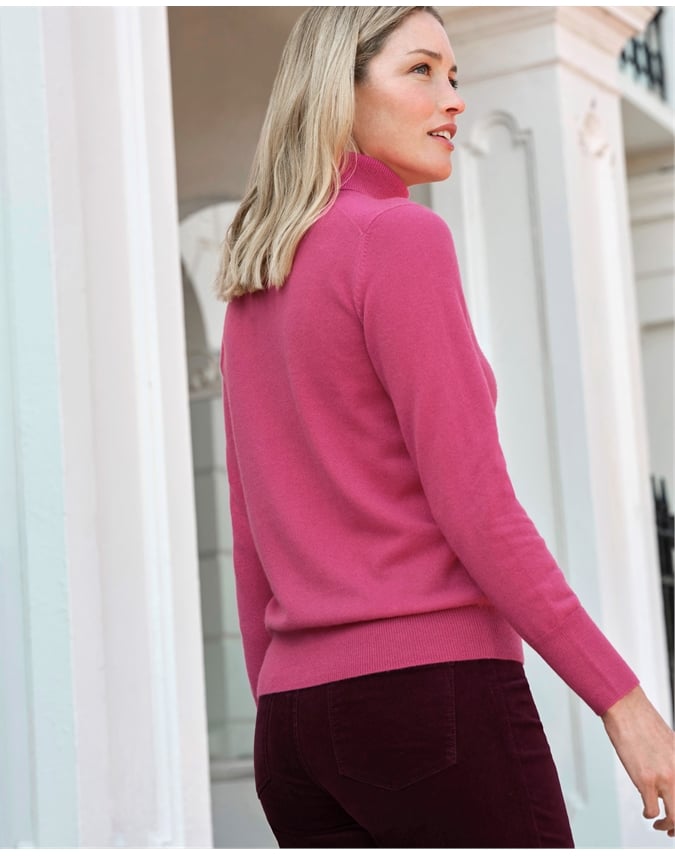 Womens Cashmere Polo Neck Sweater