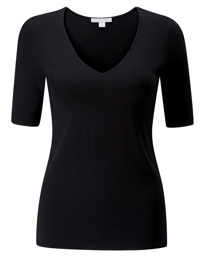 Black | Jersey V Neck T-Shirt | Pure Collection