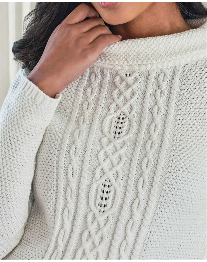 Cotton Bardot Cable Sweater