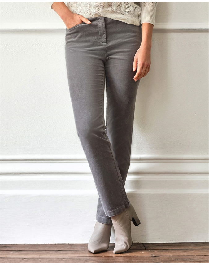 Washed Velvet Straight Leg Trousers