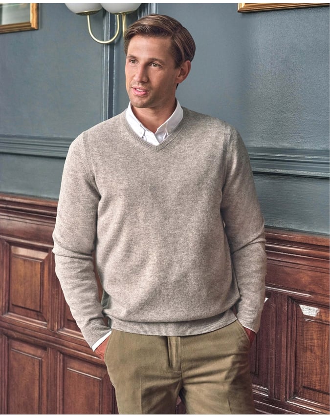 Mens Cashmere V Sweater