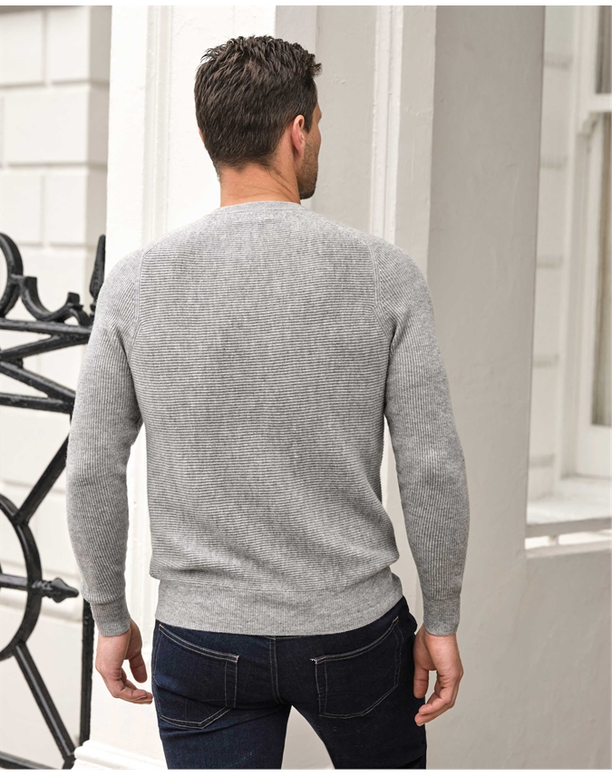 Wool Cashmere Textured Rib Sweater