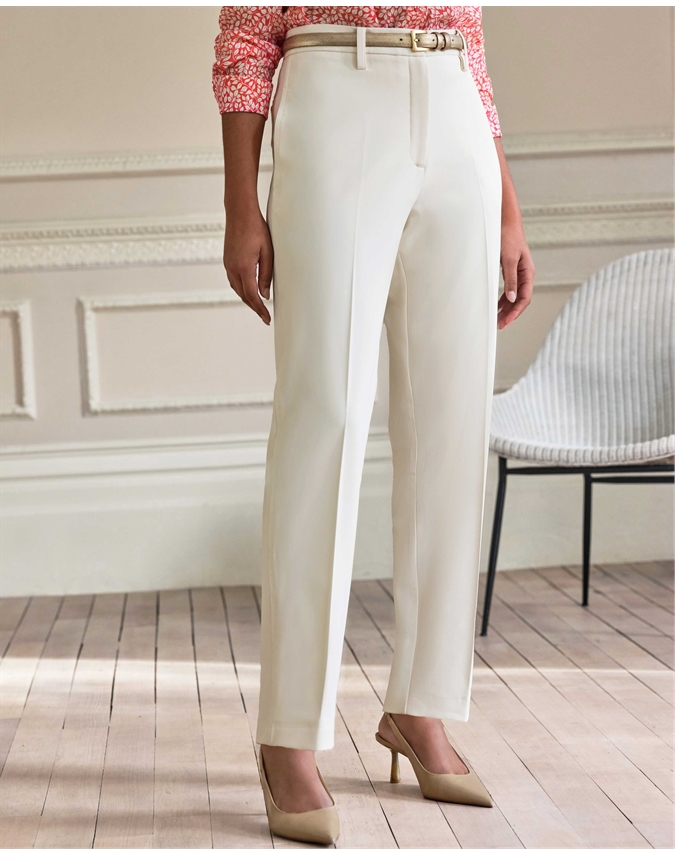 Forever New Petite smart tailored trousers with belt in white - ShopStyle
