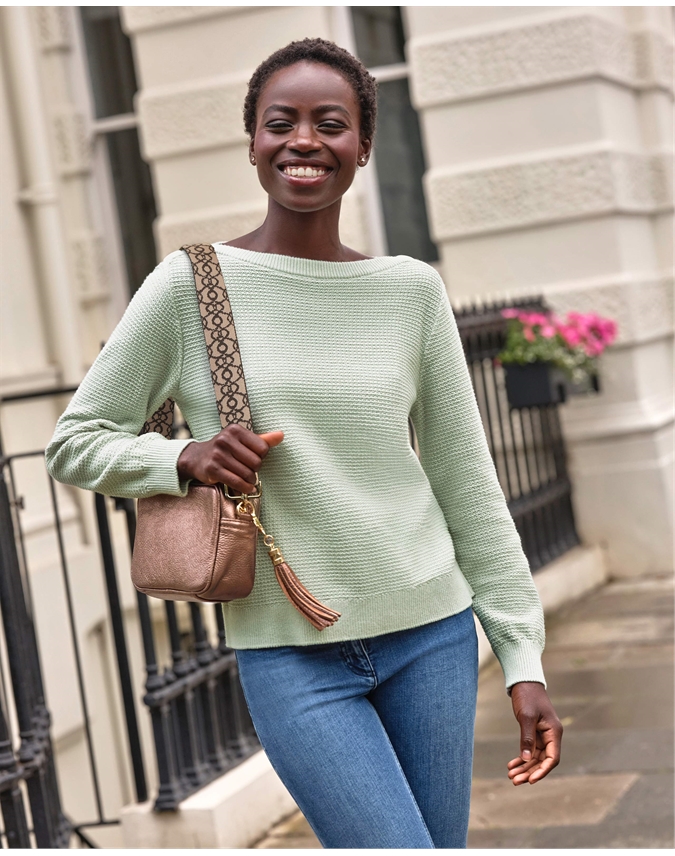 Green cotton jumper best sale