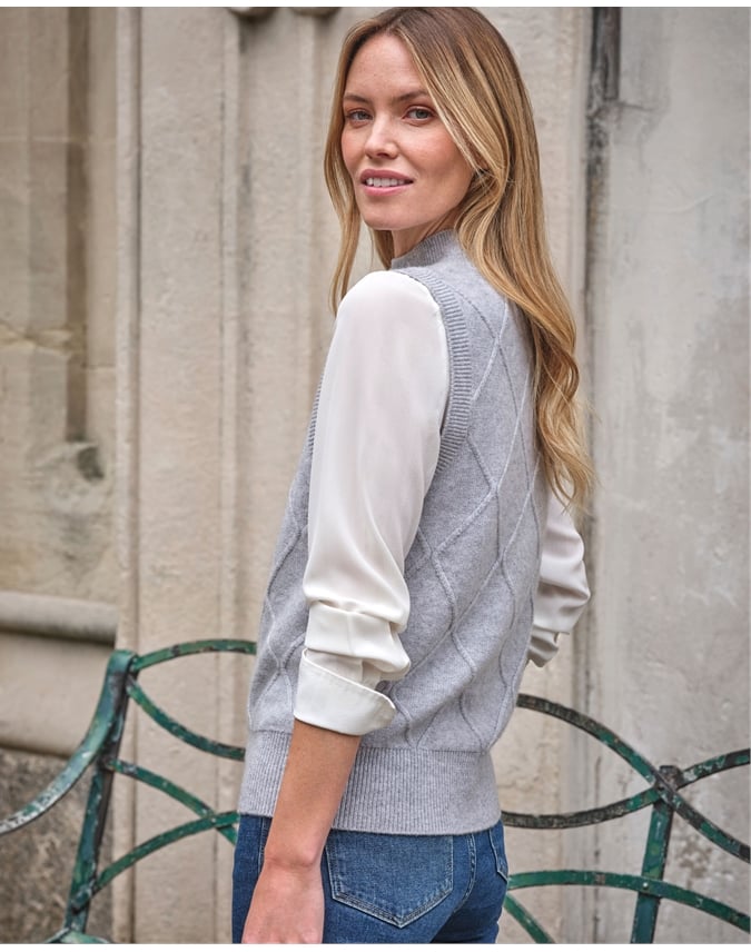 Wool Cashmere Cable Tank