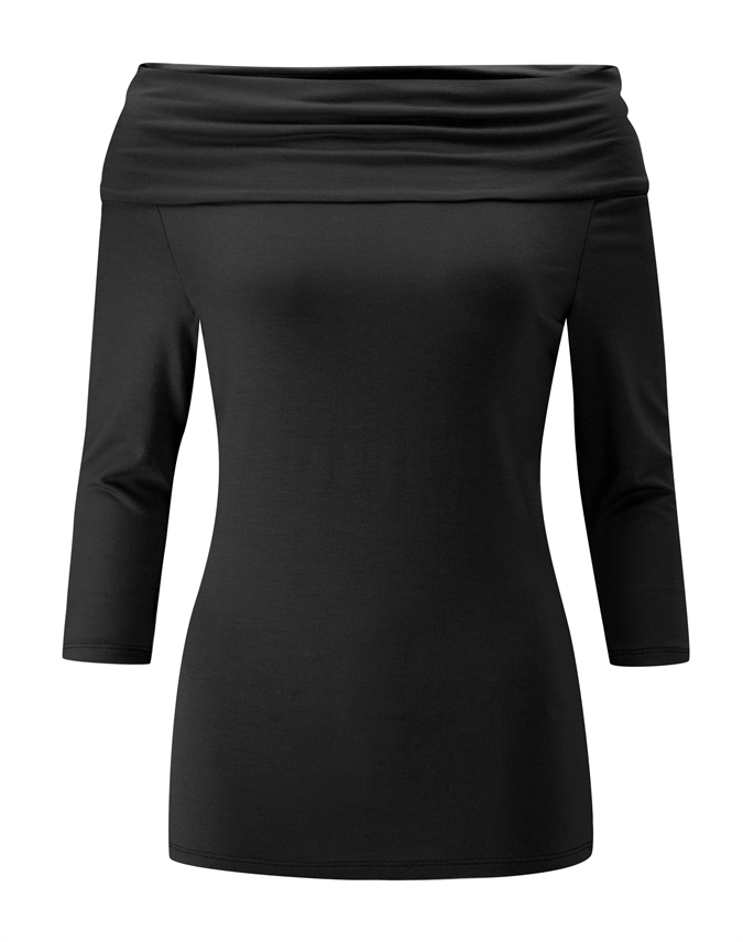 Black Jersey Bardot Top Pure Collection