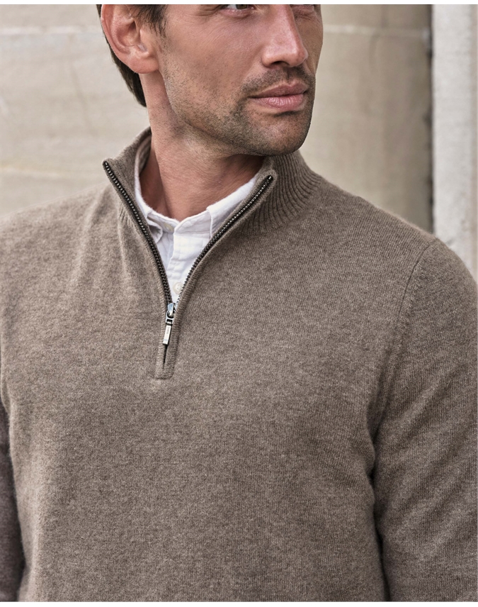 Mens Cashmere Zip Neck Sweater