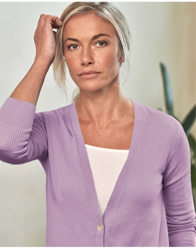 purple v neck cardigan