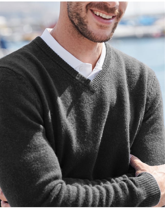 Mens Lambswool V Neck Sweater