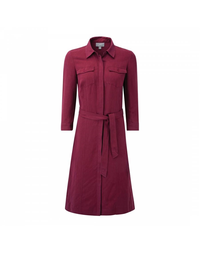 Summer Claret | Silk Linen Shirt Dress | Pure Collection