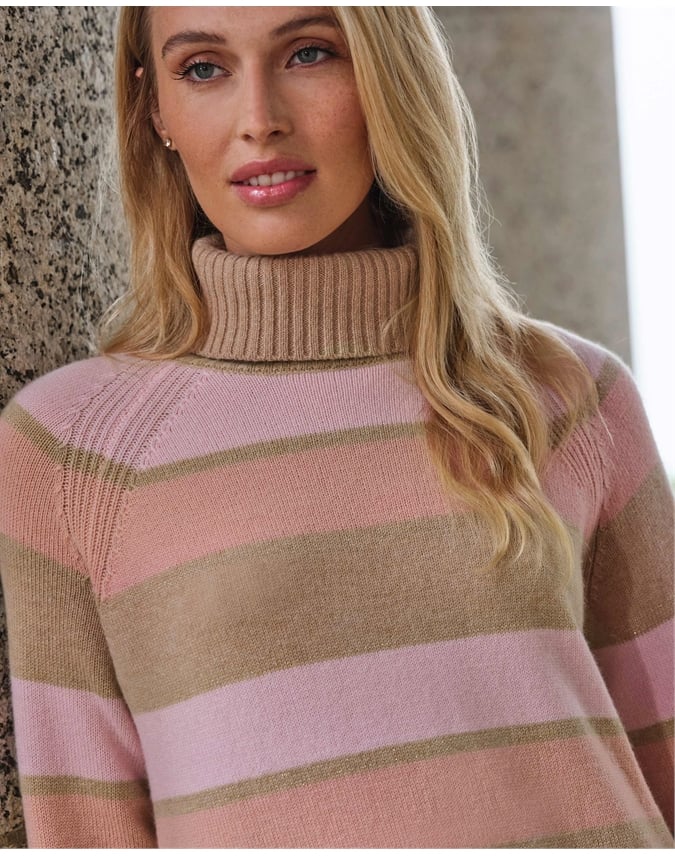 Wool Cashmere Wide Stripe Sweater