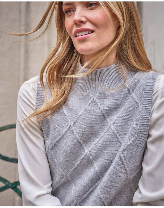 Wool Cashmere Cable Tank