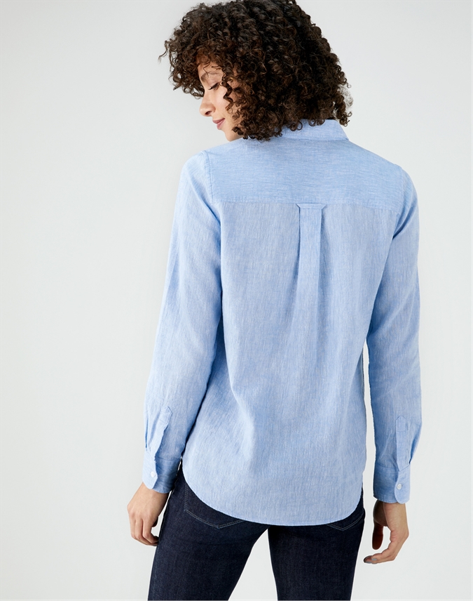 Sky Blue | Linen Cotton Utility Shirt | Pure Collection